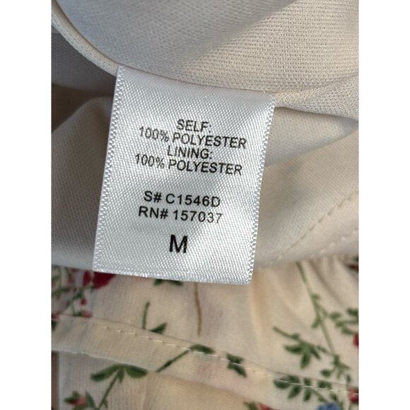 Native Daughters Cream Floral Mini Dress | Cottagecore Puff Sleeve Smocked Cuffs - Picture 6 of 8